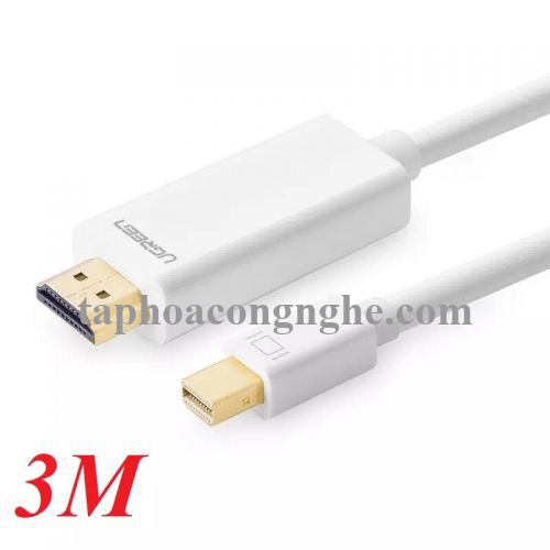 Ugreen 10419 3M màu Trắng Cáp chuyển đổi Mini DP sang HDMI hỗ trợ phân phải 1080P MD101 30010419
